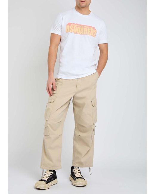 DSquared² White Very Very Dan Logo-Printed Cotton T-Shirt for men