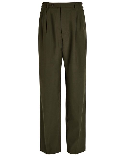 Ronny Kobo Green Soprano Pleated Straight-Leg Woven Trousers