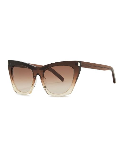 Saint Laurent Brown Sl214 Kate Cat-eye Sunglasses