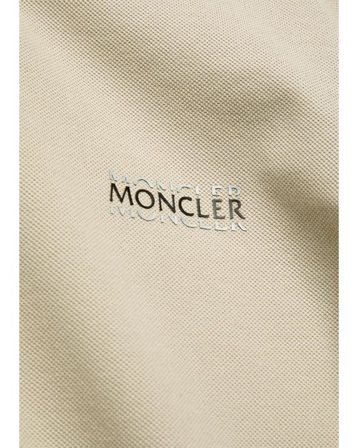 Moncler Natural Logo-Print Cotton Polo Shirt for men