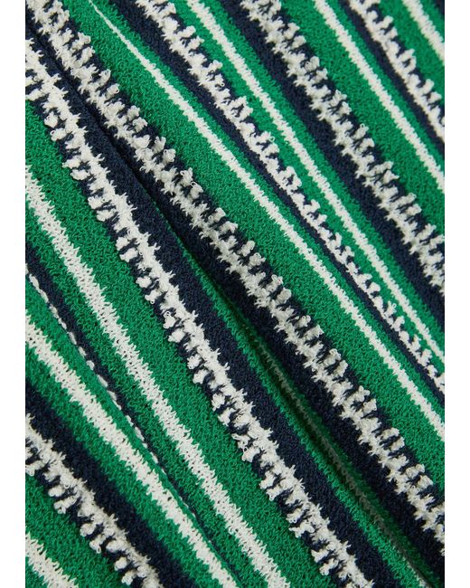 Jonathan Simkhai Green Brenner Striped Straight-Leg Knit Trousers