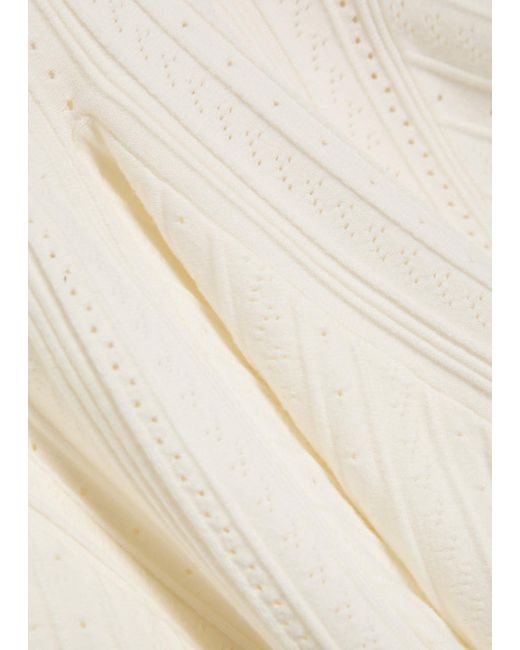 LoveShackFancy White Tabatha Pointelle-Knit Mini Dress