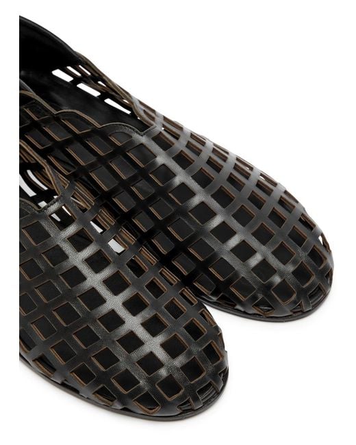 Gia Borghini Black Peek-A-Boo Leather Ballerina Flats