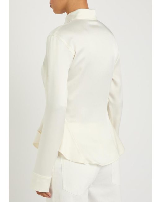 Stella McCartney White Peplum Satin-Crepe Shirt