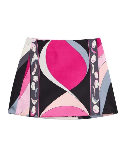 Emilio Pucci Pink Gonna Printed Silk Mini Skirt