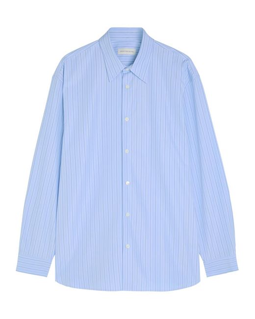 Dries Van Noten Blue Croom Pinstriped Cotton-Poplin Shirt for men