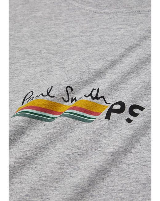 PS by Paul Smith Gray Script Logo-print Cotton T-shirt for men