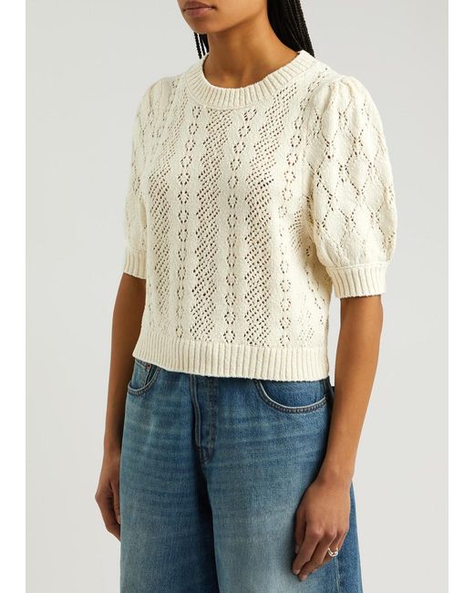 Free People Natural Eloise Pointelle-Knit Jumper
