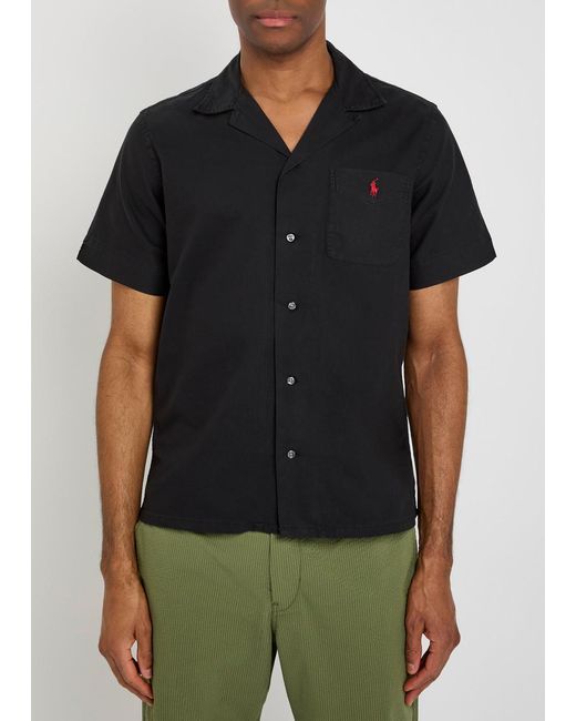 Polo Ralph Lauren Black Logo-Embroidered Cotton Shirt for men