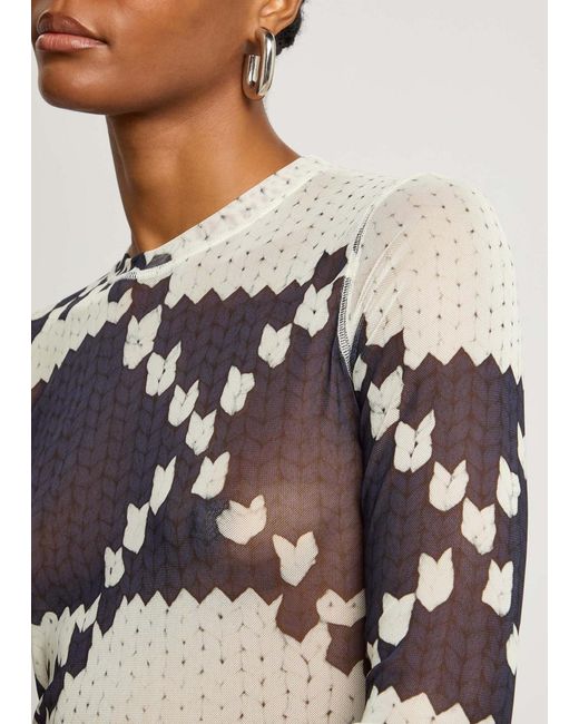 J.W. Anderson Blue Printed Semi-Sheer Mesh Top