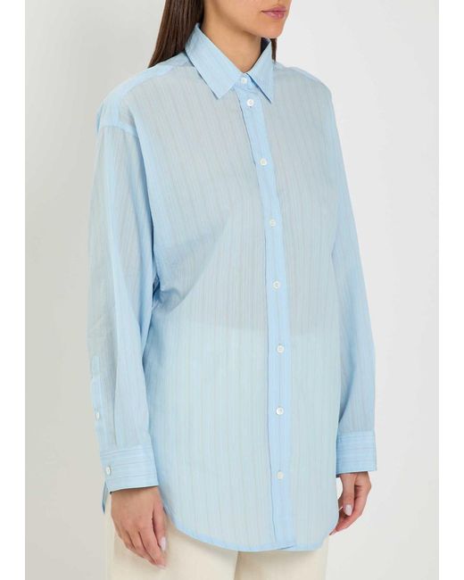 Agolde Blue Sona Striped Cotton-Blend Shirt