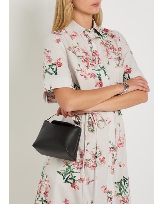 Erdem Black Bloom Mini Leather Top Handle Bag