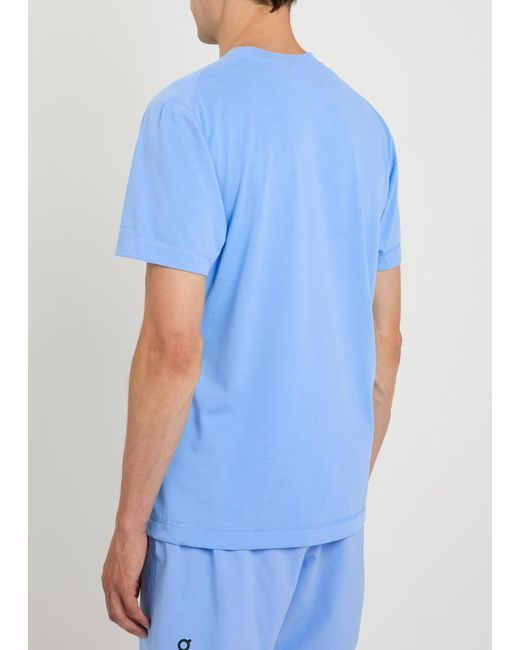 On Shoes Blue Train-T Logo Woven T-Shirt for men