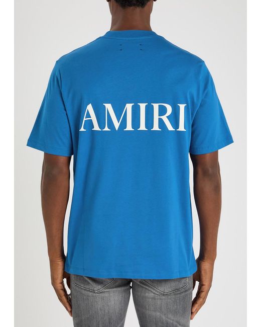 Amiri Blue Core Logo-Print Cotton T-Shirt for men