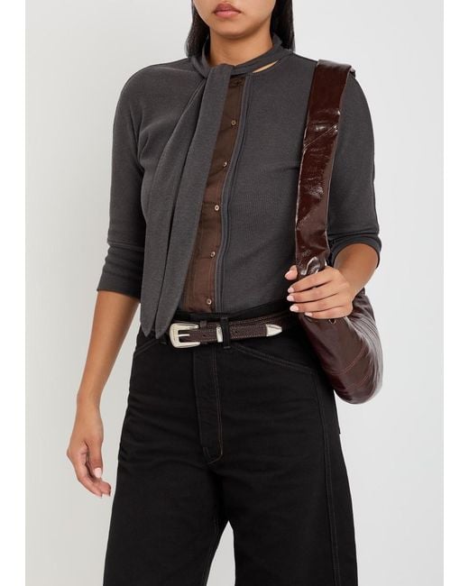 Lemaire White Minimal Western Grained Leather Belt