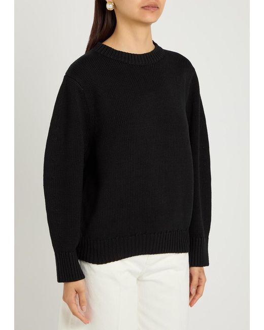 Totême Black Knitted Cotton-Blend Jumper