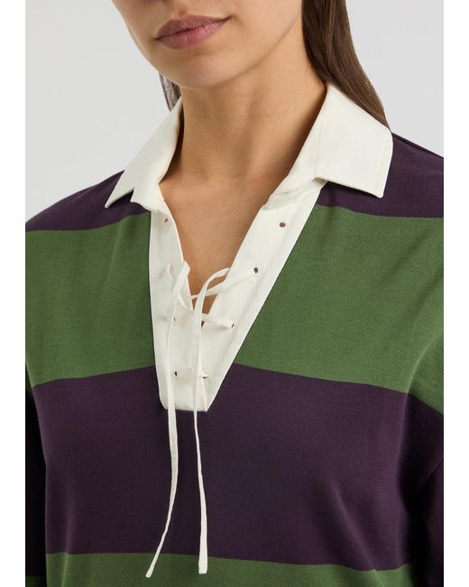 Dries Van Noten Gray Chu Striped Cotton-Blend Polo Shirt