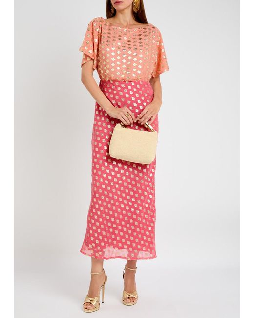Never Fully Dressed Tilly Embroidered Chiffon Midi Dress