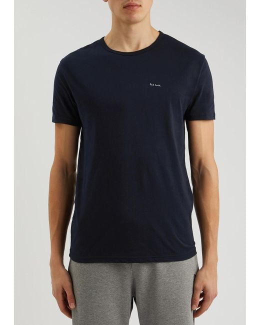 Paul Smith Blue Logo-print Cotton T-shirt for men