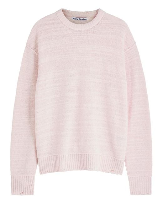 Acne Pink Textured Wool-Blend Jumper for men