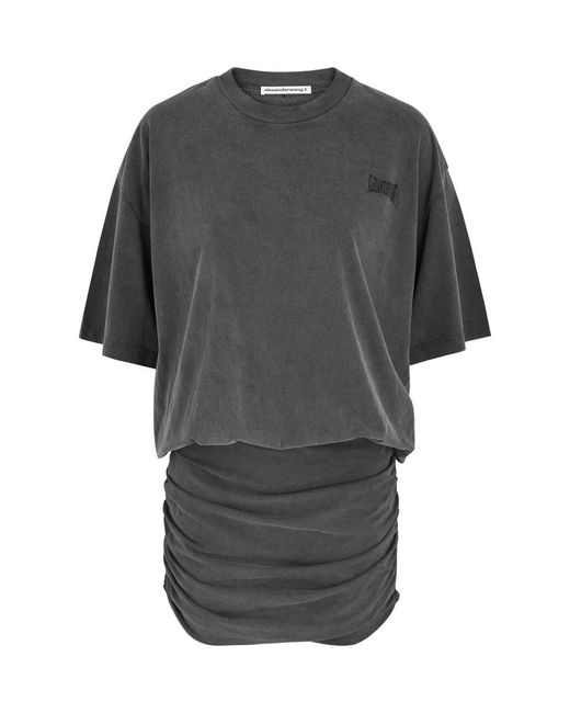 T By Alexander Wang Gray Prestyled T-Shirt Cotton Mini Dress