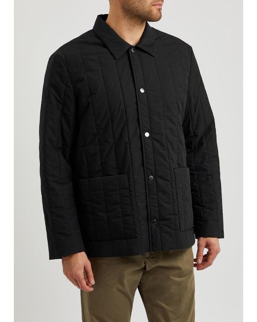 Sunspel Black Quilted Cotton Jacket for men