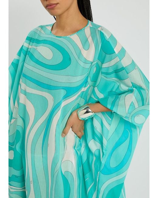 Emilio Pucci Blue Printed Cotton Kaftan