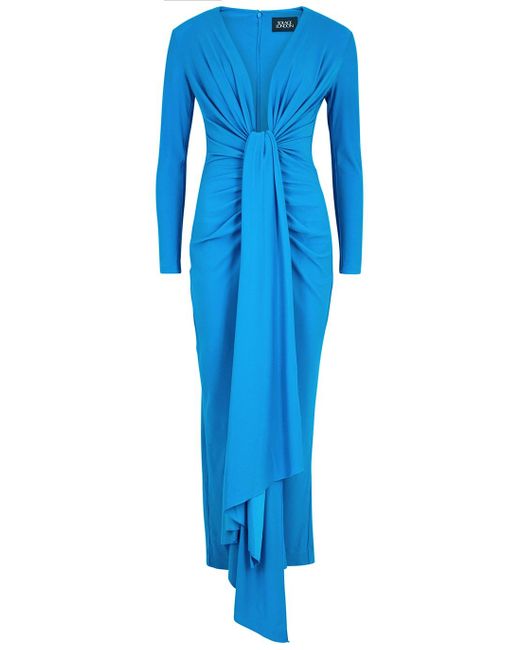 Solace London Synthetic Lorena Blue Draped Maxi Dress | Lyst