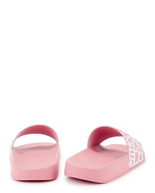 Moncler Pink Jeanne Logo Rubber Sliders