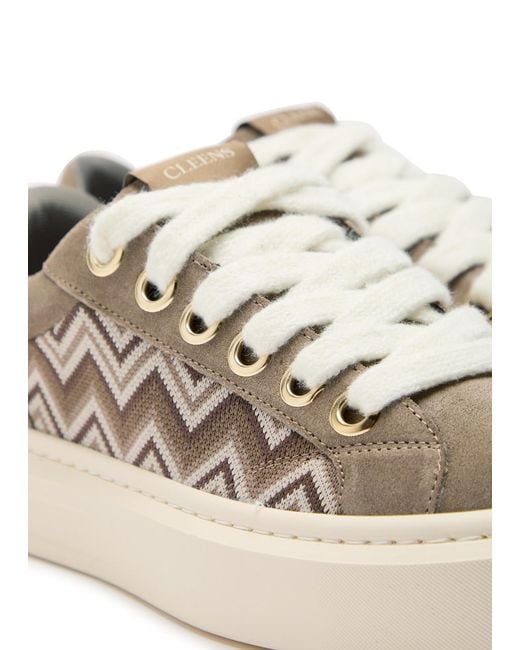 Cleens Natural Ace Chevron-Knit Suede Sneakers for men