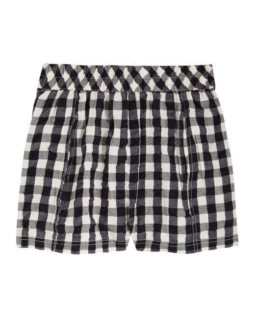Free People Black Checked Seersucker Shorts
