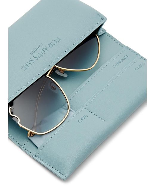 For Art's Sake Blue Drape 12kt Gold-plated Round-frame Sunglasses