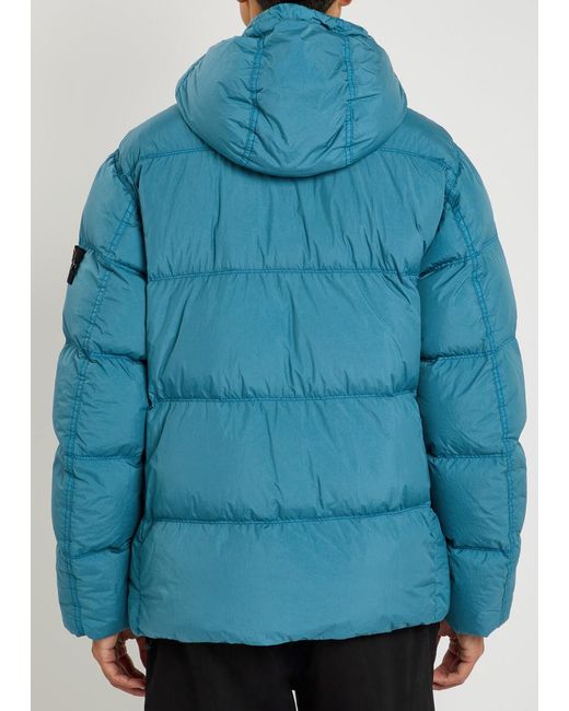 Stone Island Blue Ripstop Hooded Shell Jacket for men