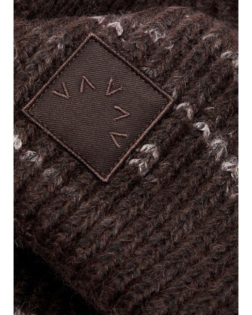 Varley Brown Cresta Ribbed Wool-blend Beanie