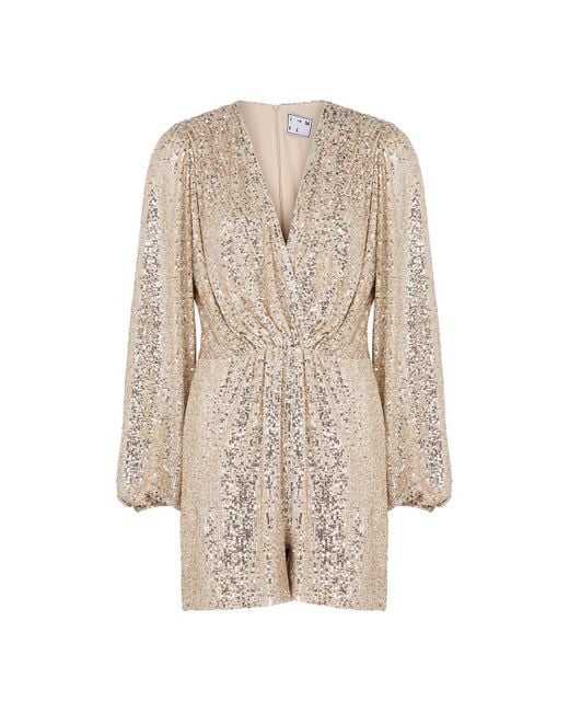 In the mood for love Natural Bjork Sequin Playsuit