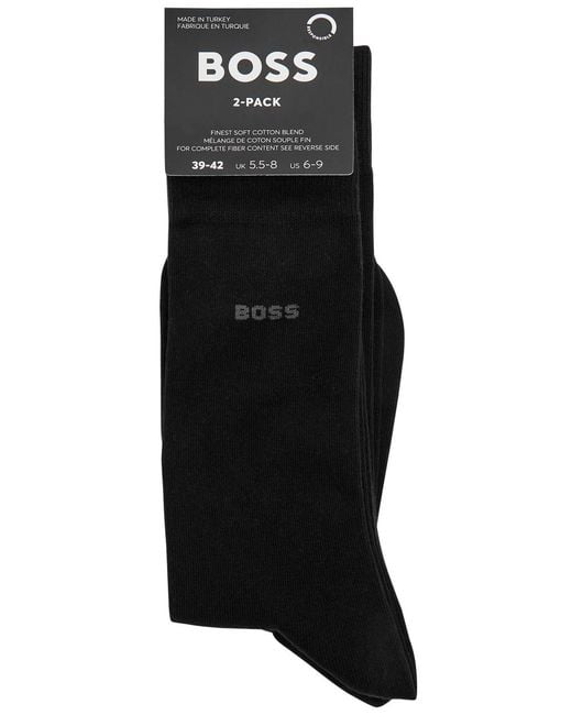 Boss Black Boss By Egyptian-cotton Blend Two-pack Socks for men