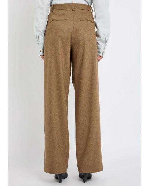 Khaite Natural August Pleated Wool-Blend Trousers