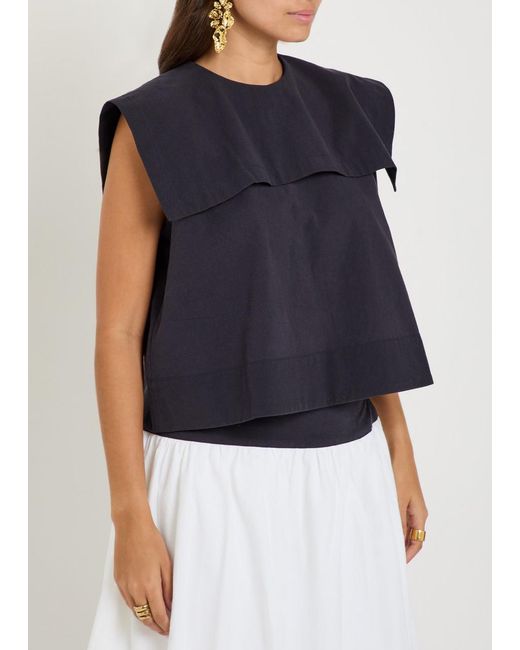 Les Vacances d'Irina Blue Puritan Textured Cotton Top