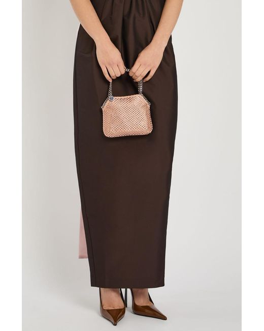 Stella McCartney Pink Falabella Mini Crystal-Embellished Satin Top Handle Bag