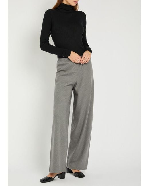 Maria McManus Gray Straight-Leg Stretch-Wool Trousers