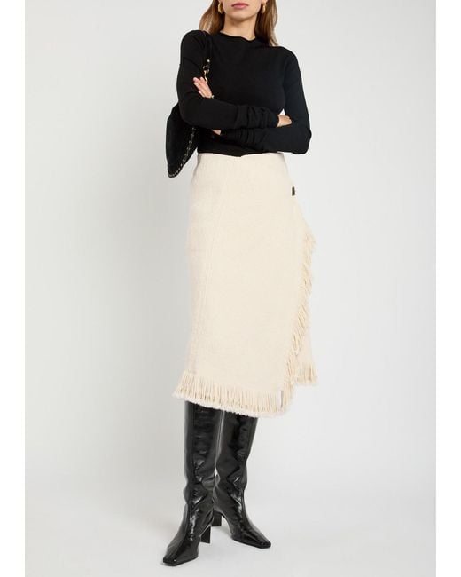 Isabel Marant Natural Galla Asymmetric Cotton And Linen-Blend Midi Wrap Skirt