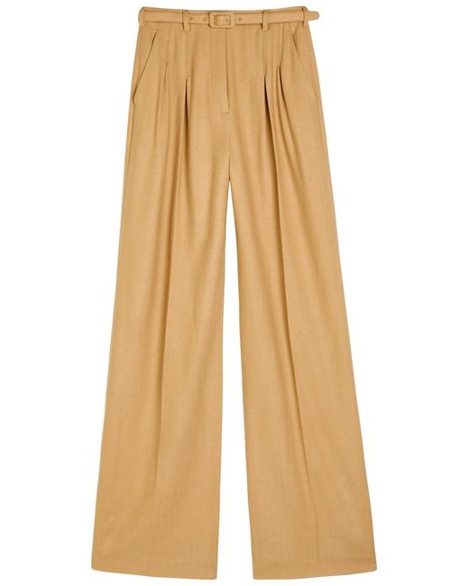 Gabriela Hearst Natural Vargas Herringbone Cashmere And Silk-Blend Trousers
