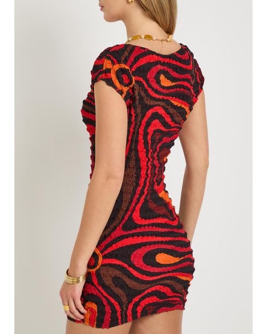 Emilio Pucci Red Printed Seersucker Mini Dress