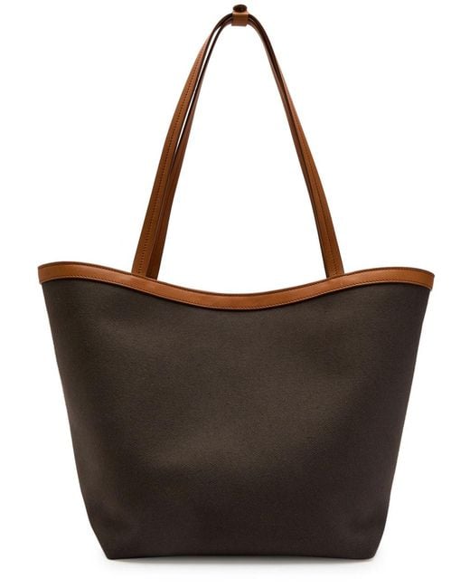 The Row Brown Park Three Leather-Trimmed Canvas Tote