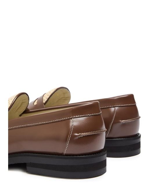Duke & Dexter Brown Wilde Rattan Panelled Leather Loafers for men