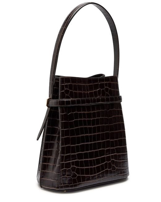 Totême  Black Belted Crocodile-Effect Leather Bucket Bag