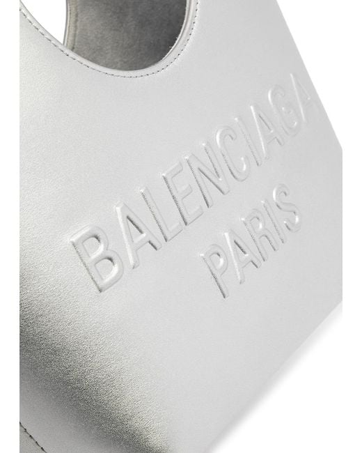 Balenciaga Gray Mary-kate Xs Metallic Leather Tote