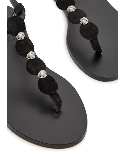 Ancient Greek Sandals Black Ilida Studded Suede Sandals