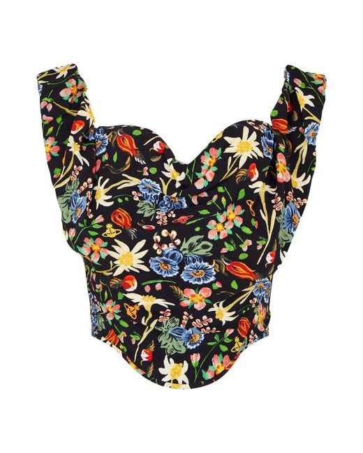 Vivienne Westwood Metallic Sunday Floral-Print Corset Top