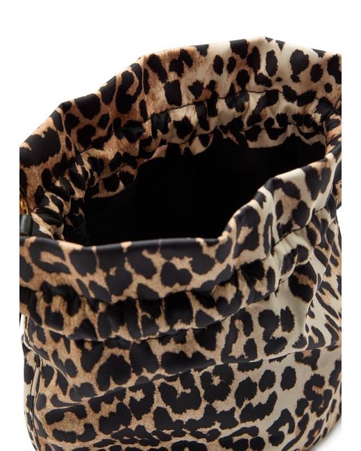 Ganni Black Leopard-Print Nylon Pouch